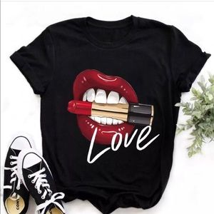 Love Lipstick and Lips Short Sleeve T-Shirt